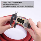 Shirbly 1/0 Gauge Battery Cable, 5FT Red + 5FT Black 1/0 AWG Pure Copper Wire Welding Cable, for Automotive, Battery, Solar and Generator, Standard USA OFC Wire