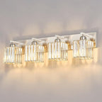 FDPBY Modern Vanity Light 4-Lights Brushed Nickel Vanity Light Crystal Bathroom Wall Light Bathroom Light Fixtures