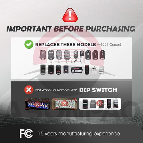 2 for Genie & Overhead Door Garage Door Opener Remote G3T-R G3T-A O3T-BX O3T-A【10-Year-Warranty】