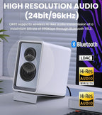 Edifier QR65 Desktop Active Monitor with 2.75" Long-Throw Aluminum Diaphragm mid-Low Drivers, Hi-Res Audio, Brilliant Light Effects, 70W Output Power Bluetooth Speakers with Stands - White