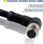 M8 Aviation Sensor Cable 6 Pin，Lonlonty M8 Industrial Sensor Connector Shielded Cable,Field Assembly M8 Connector A Coding Shielded Cable 6.5Ft/2M (6-Pin,Right Angle,Male)