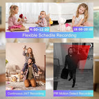 FEICAMYZX Indoor Security Camera, 3MP 2K Window Camera, 2.4GHz/5GHz WiFi, Starlight Night Vision, 24/7 Recording, 8ft Cable