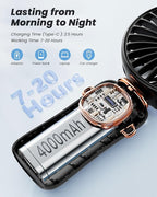 coldSky Portable Handheld Fan, 4000mAh Battery Operated 3 in 1 Multifunction Personal Travel Fans with Digital Display, 90° Foldable Desk Fan with Base, 5 Speed Lash Fan for Makeup/Office (Black)