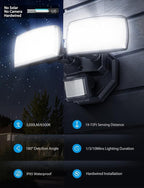 Onforu 32W 2 Head Motion Sensor Outdoor Lights, 3200LM 6500K Hardwired LED Security Light, Dusk to Dawn, Motion Detector Light for Outside, 2 Pack IP65 Waterproof Flood Lights for Garage, Yard(Black)