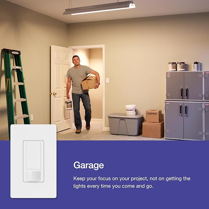 Lutron Maestro Motion Sensor Light Switch Indoor for Bathroom, Garage, Laundry Room, Any Bulbs, Occupancy Vacancy Sensor, Single-Pole, MS-OPS2-PD, Palladium