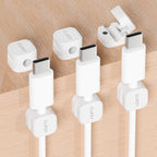 Clipzy 6 Pack Magnetic Cable Clips & Cord Holder, Under Desk Cable Management, Adhesive Wire Holder Keeper Organizer for Home Office Computer Desk Phone Car Wall Desktop Nightstand (White)