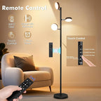 Benaep Tree Floor Lamp for Living Room - Modern Black Standing Lamp, LED Floor Light with Remote & Touch, 3000K-6000K Dimmable for Bedroom Office Reading (3 Head)