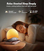 ecozy Sunrise Alarm Clock, White Noise Sound Machine, Alarm Clock for Bedrooms, 26 Soothing Sounds, 17 Night Lights, Bluetooth Speaker, Wake Up Sunlight for Heavy Sleepers, Adults, Kids