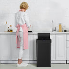 Arlopu Automatic Trash Can,Sensor Motion Stainless Steel Garbage Bin, Touchless Smart Waste Bin, W/Stay-Open, Soft Close Lid, Display Light for Kithchen, Living Room, Office (Black, 18.5gal)