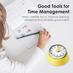 Visual Timer, Teeloray 60-Minute Countdown Timer, Kitchen Timer with Magnetic Base, Mechanical Clockwork, Ringer Alert, Time Management Tool for Children and Adults, Study/Work/Cooking (Yellow)