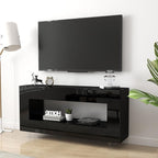 Vavkorkula High Gloss TV Stand for 65 Inch with 2 Large Drawers & Hidden Storage Cabinets, Modern Entertainment Center Television Stands for Living Room Bedroom, Black