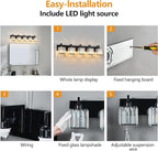 FDPBY Modern Bathroom Vanity Light 5-Lights Plating Black Vanity Light Crystal Wall Light Bathroom Light Fixtures