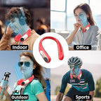 Portable Neck Fan,Personal Wearable Bladeless Fan,LED Display,4-Speeds,6000mAh USB Rechargeable,360° Strong Cooling Wind,Hands Free,White Elephant Gift,Christmas Gifts for Men Women Dad Mom (Red)