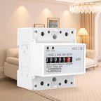 Electric Meter, Single Phase 4P LED DIN-Rail Electricity Power Consumption Wattmeter Energy Meter DDM75S 10 to 40A Digital Display