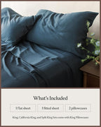 Cozy Earth Luxury Bed Sheet Set - 100% Viscose from Bamboo Fabric, Ultra-Soft & Breathable, Fits Regular & Deep Pocket Mattresses up to 20" - 4 Pieces California King Sheet Set Pacific Blue