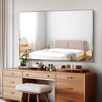 CILIBER Beveled Mirror, 55x36 Large Bathroom Mirrors for Over Sink, Lightweight Design Beveled Frameless Vanity Mirror Wall Mounted, Crystal-Clear 3mm Tempered Glass, Horizontally or Vertically