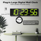 CHKOSDA Digital Wall Clock, Oversize Digital Clock with Auto Dimmer, Huge Countdown Timer with Remote Control, 27" Wide Led Display, 6 Digits, Wall Mount, Date and Temperature（Yellow）