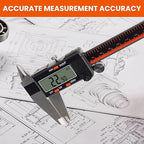 HARDELL Digital Caliper, 0-8 Inch Caliper Measuring Tool with Large LCD Screen, Auto-Off, Inch/Fractions/MM Conversion, Electronic Stainless Steel Micrometer for DIY/Household/3D Printing