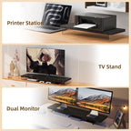 SSWOOD Monitor Stand Riser, Wood & Acrylic Computer Monitor Stand Desk Desktop Organizer Table for Home, Office Workspace, Laptop Riser, Printer, PC & TV Screen Riser
