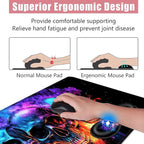 BFUKVOU Large Keyboard Mouse Pad Set, Extended Mouse Pad+Keyboard Wrist Rest Support, Memory Foam Ergonomic Easy Typing, 4Pcs (31.5×11.8 in) Desk Pad Set for Office Home,Smoke Skulls