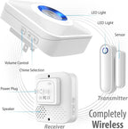 Fosmon WaveLink Wireless Door Chime with 500 Feet Range, 58 Tunes, 5 Volume Levels & LED Indicators for Home/Business/Office (1 Receiver + 1 Sensor)