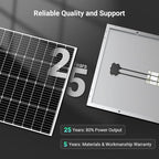 HQST 200W Solar Panel, 9BB Monocrystalline Solar Panels with 25% Efficiency, Grade A+ Cells, IP65 Rating for RV, Camper Van, Trailer, Marine, Home Rooftop, Off Grid