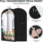 4 pack 60" Clear Garment Bags for Hanging Clothes, Suit Bags for Closet Storage, Clothing Storage, Garment Bags for Travel Covers with 4" Gussets for Coats, Jackets, Shirts, Dresses & Sweater, Black