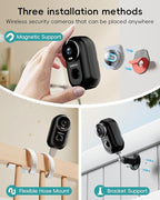 ZUMIMALL Solar Security Cameras Wireless Outdoor, 2Packs, Solar Camera Outdoor Wireless, 2.4G WiFi Battery Camera, 3MP Color Night Vision, Magnetic Mount, Siren,PIR/AI Analyse, IP66, Cloud, Alexa