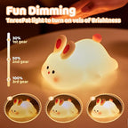 Rytinazzz Big Face Rabbit Night Light, 3-Level Pat Control & Cute Squishy Lamp for Kids Room, USB Rechargeable with Timer, Valentines Gifts