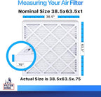 Filter King 38.5x63.5x1 Air Filter | 4-PACK | MERV 8 HVAC Pleated A/C Furnace Filters | MADE IN USA | Actual Size: 38.5 x 63.5 x .75"