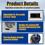 Thiadrs Room to Room Fan 8" Air Vent Fan, 10-Speed Quiet Airflow Through-the-Wall Fans, 380CFM, EC Motor In-Wall with Temperature and Timer Setting for for Laundry, Kitchen and Workshop