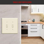 ENERLITES Toggle Light Switch Wall Plate, Gloss Finish, Midway Size 2-Gang 4.88" x 4.92", Unbreakable Polycarbonate Thermoplastic, UL Listed, 8812M-LA, Light Almond