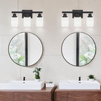 DIKAIDA 3-Light Bathroom Light Fixtures Over Mirror, Modern Matte Black Vanity Lights with White Frosted Glass Shade, Bathroom Wall Lamp Sconces for Mirror Bedroom, Living Room Hallway