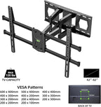 USX MOUNT Full Motion TV Wall Mount for 42-82 Inch TVs up to 120lbs, Wall Mount TV Bracket with Articulating Swivel Tilt Extension Leveling, Max VESA 600x400mm Fits 12/16" Wood Stud