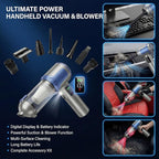 makecatch Handheld Car Vacuum Cleaner, 20000Pa High-Power Cordless Vacuum with 6000mAh Battery, LED Light, Washable HEPA Filter, Large Dust Cup, Lightweight Mini Vacuum for Car/Home/Pet Hair