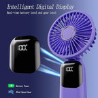 GOCKERA Portable Fan, 4200mAh Battery Operated Fan, 5 Speeds&Digital Display, Makeup Fans for Women with Base, 180°Foldable 3in1 Handheld/Neck/Desk Fan for Outdoor Indoor,Ultra Quiet (Purple)