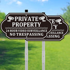 No Trespassing Signs Private Property, Video Surveillance Sign, No Trespassing Video Surveillance Signs, Aluminum Camera Signage for Property with Long Stake Easy to Install for Outdoor (2 Pack)