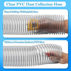 PVC Dust Collection Hose 2-1/2"x20',2.5 Inch Dust Collector Vacuum Hose for Workshop Woodworking Dust Collection System,Puncture Resistant Flex Clear PVC Fume Hose Tube w/Carbon Steel Wire