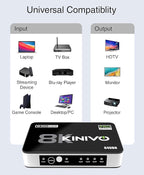 Kinivo 8K HDMI Switch (8K 60Hz, 4 in 1 Out, 48Gbps HDMI 2.1 Hub, Ultra HD Switcher, HDR10+, Dolby Atmos) - Compatible with HDTV, Nintendo Switch 2, PS5, Xbox, Apple TV