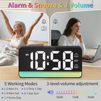 Alarm Clocks for Bedrooms, Digital Bedside Clock with RGB Night Light, Adjustable Volume for Heavy Sleepers, USB Charger, Large Display, Modern Decor for Desk, Dimmable Alarm Clock for Kids(Black)