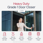 Lawrence Heavy Duty Door Closer Commercial Grade 1 - Adjustable 6-Speed Delayed-Action Door Control with 3 Pistons – Flexible Installation with Included Hardware - Embassy Series LH816