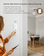 TREEWELL Wireless Light Switch and Receiver Kit, Decorator Rocker Wall Switch, 200FT Long Range RF Remote Control, No in-Wall Wiring Required, Programmable & Expandable for Ceiling Light, Fans, Lamps