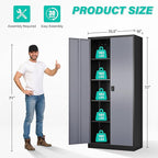 SISESOL Wide & Deep Metal Storage Cabinet with Lock & Adjustable Shelves,72" Gray Garage Storage Cabinet with Locking Doors,Locking Metal Cabinets for Home,Office,Shop,Garage 72x36x18