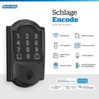 Schlage Encode Smart WiFi Deadbolt Lock for Front Door - Keyless Entry with App or Touchscreen - Works with Alexa, Hey Google, & Airbnb - Create Codes for Guests - Matte Black