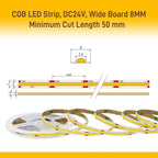 Pandery COB LED Strip Lights Natural White,24V Dimmable led Light Strip KIT with Remote and app Control,4000K 9.84FT/3m 8mmwide Ra>90 Cuttable Flexible Strip Lights for Bedroom,Wardrobe,Cabinet