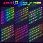 New Version Dreamcolor Acrylic Interior Car Lights 6 in 1 RGB LED Strip Lights with APP Control Zoned Control System 252 Color Modes DIY Fiber Optic Ambient Lighting Kits Music Car Neon Lights