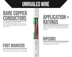 Voltive 14/4 Speaker Wire, Plenum CL3P, White, 500ft - 14AWG, 4 Conductors, Stranded Oxygen-Free Copper, UL Listed - V-1216-4