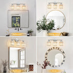 FDPBY Modern 3 Light Crystal Vanity Light, Chrome Vertical Bathroom Light Fixture Over Mirror for Dressing Table Sink, Compatible with Dimmable Bulbs (Bulbs Not Included)