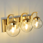 Beionxii Bathroom Vanity Light, 3-Light Brushed Gold Bathroom Light Fixtures, Modern Vanity Lights with Clear Glass Shade, Wall Sconces Lighting Over Mirror Living Room Hallway, BX-VL03BG-3CG
