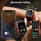 AMAZTIM Smart Watch, 60 Days Extra-Long Battery, 50M Waterproof, Rugged Military Bluetooth Call(Answer/Dial Calls), 1.85" Ultra Large HD Display, AI Voice Assistant, Compatible for Android and iOS-Red